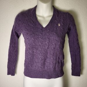 Polo Ralph Lauren 90% Merino 10% Cashmere Wool Cable Knit Sweater Small Petite